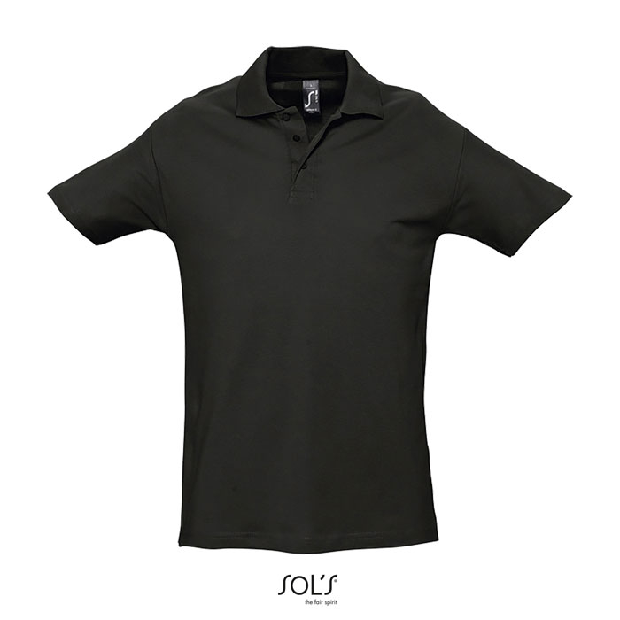 Polo en coton publicitaire homme 210g - SPRING Noir 1